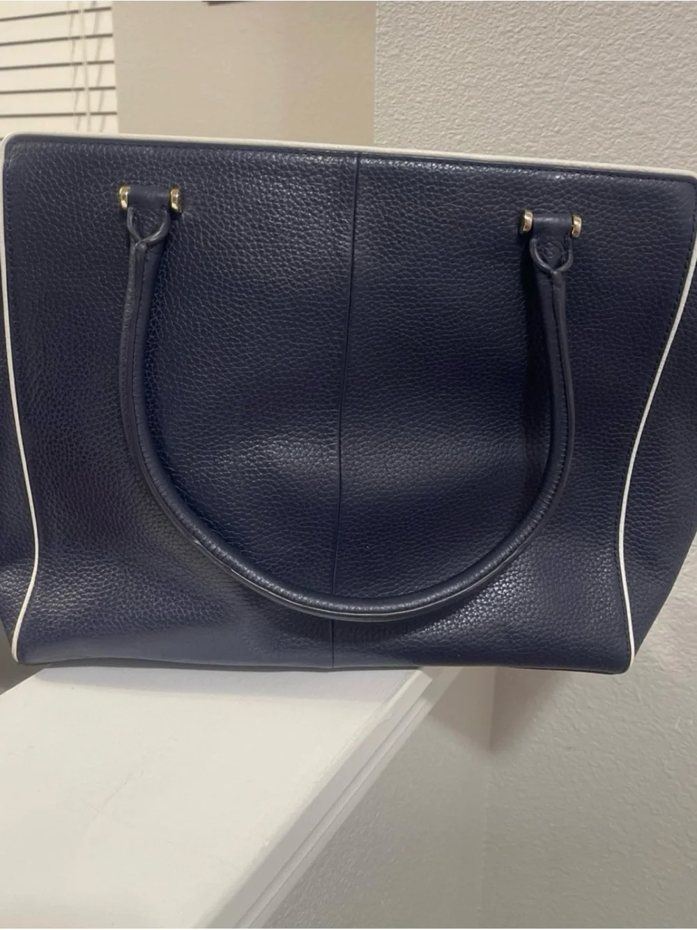 Kate Spade NY Pebbled Leather Chester Street Allyn Navy Satchel handbag tote